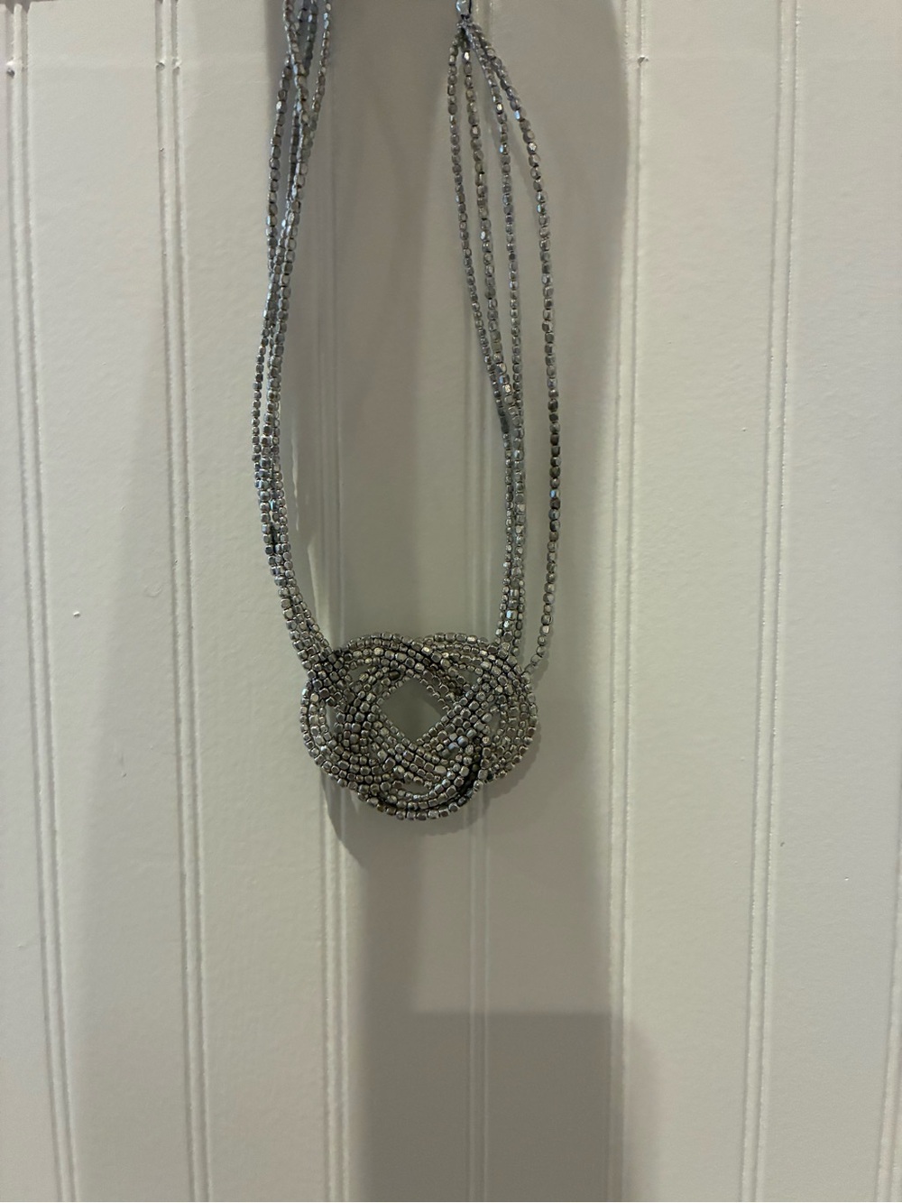 Elegant Silver Knot Multi-Strand Necklace